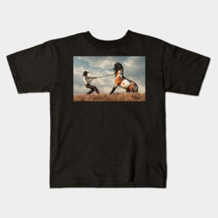 Cowgirl Taming a Horse Kids T-Shirt